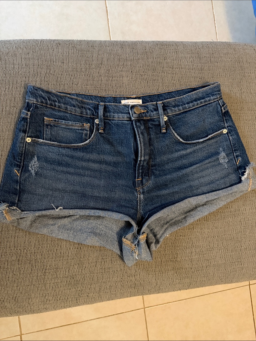 Good American Dark Blue Denim Shorts